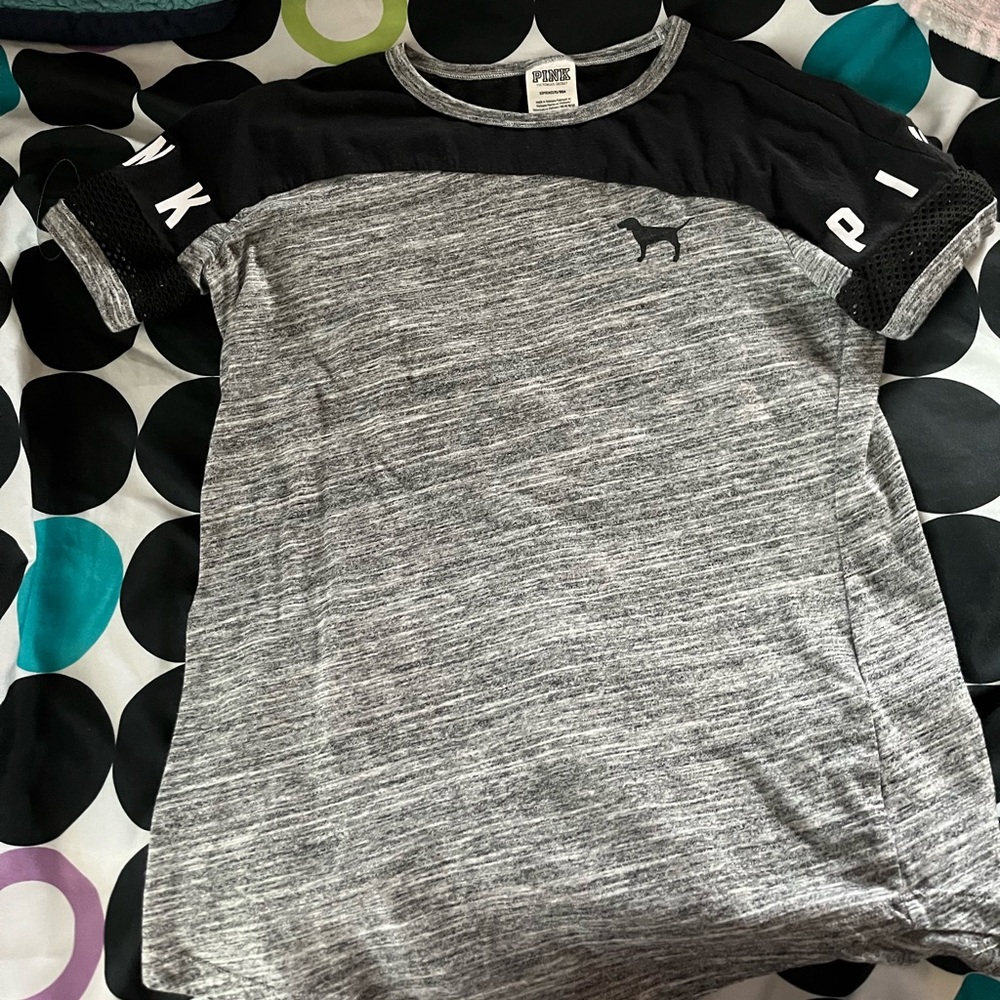 victoria secret pink top with mesh sleeves size small